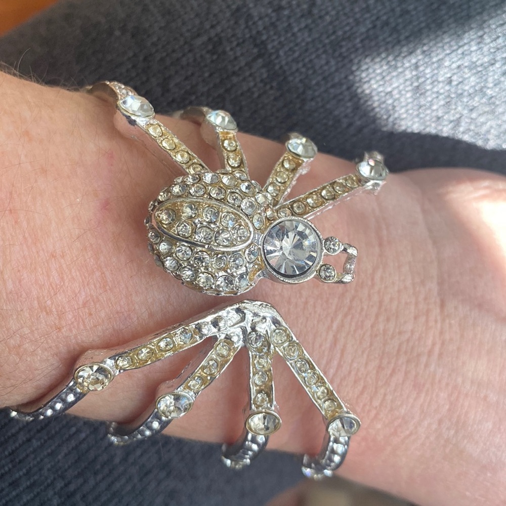 Rhinestone spider cuff bracelet
